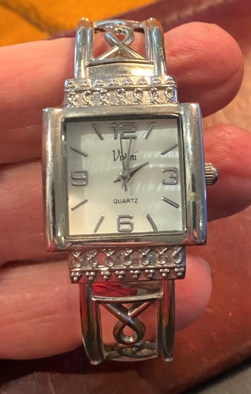 Women's 24mm Silver Tone Vivani Bangle Bracelet Watch, MOP Face